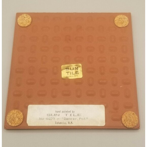 Sun Tile Trivet No 0239 Dancer Pot Estancia NM Hand Painted Southwestern 6" - Picture 3 of 4